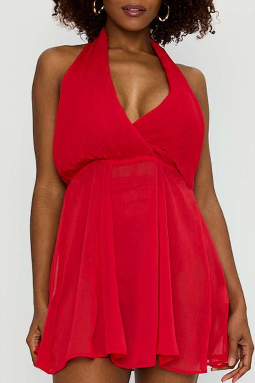 AGR VESTIDO SOLTO FIT PLISSADO VERMELHO